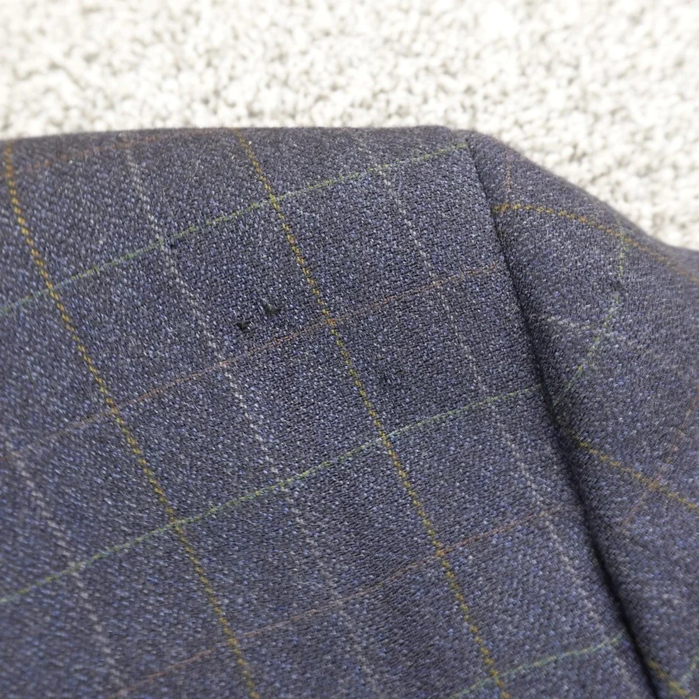 Burberry Blazer Mens 44R Blue Plaid Wool Cashmere Sport Coat Jacket Suit Top USA